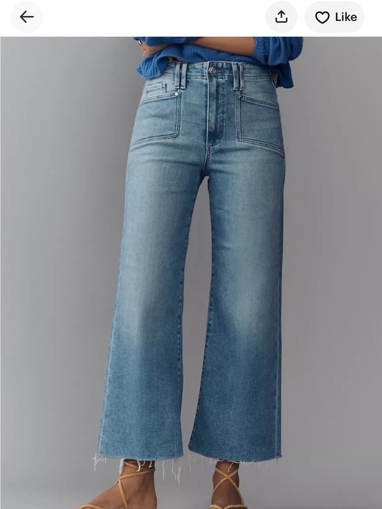 PAIGE Denim - PAIGE Light Blue High-Rise (ANESSA) PETITE SIZE 25 Wide-Leg Jeans